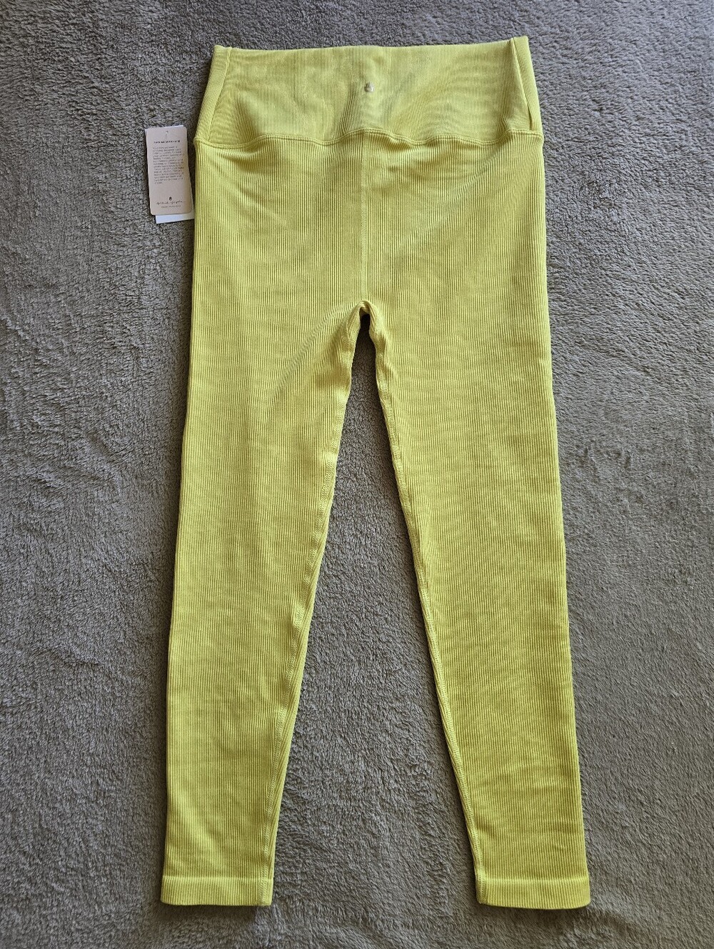 Spiritual Gangster Wrap Front Seamless Ribbed Leggings Bright Yellow Size M/L - Picture 7 of 10